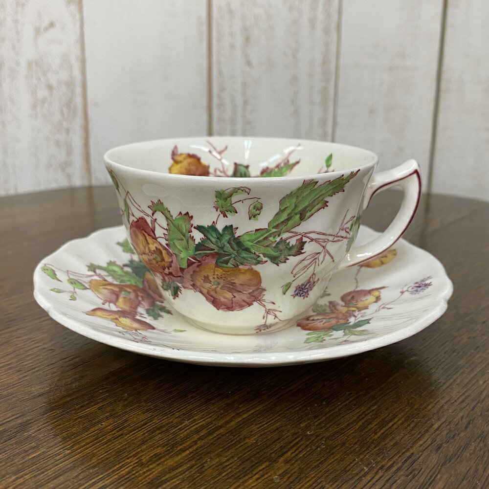 アンティーク ティーカップ&ソーサー Royal Doulton ロイヤルドルトン Sherborne 1938-1961年頃 ヴィンテージ 食器 陶磁器 キッチン雑貨 テーブルウェア 茶器