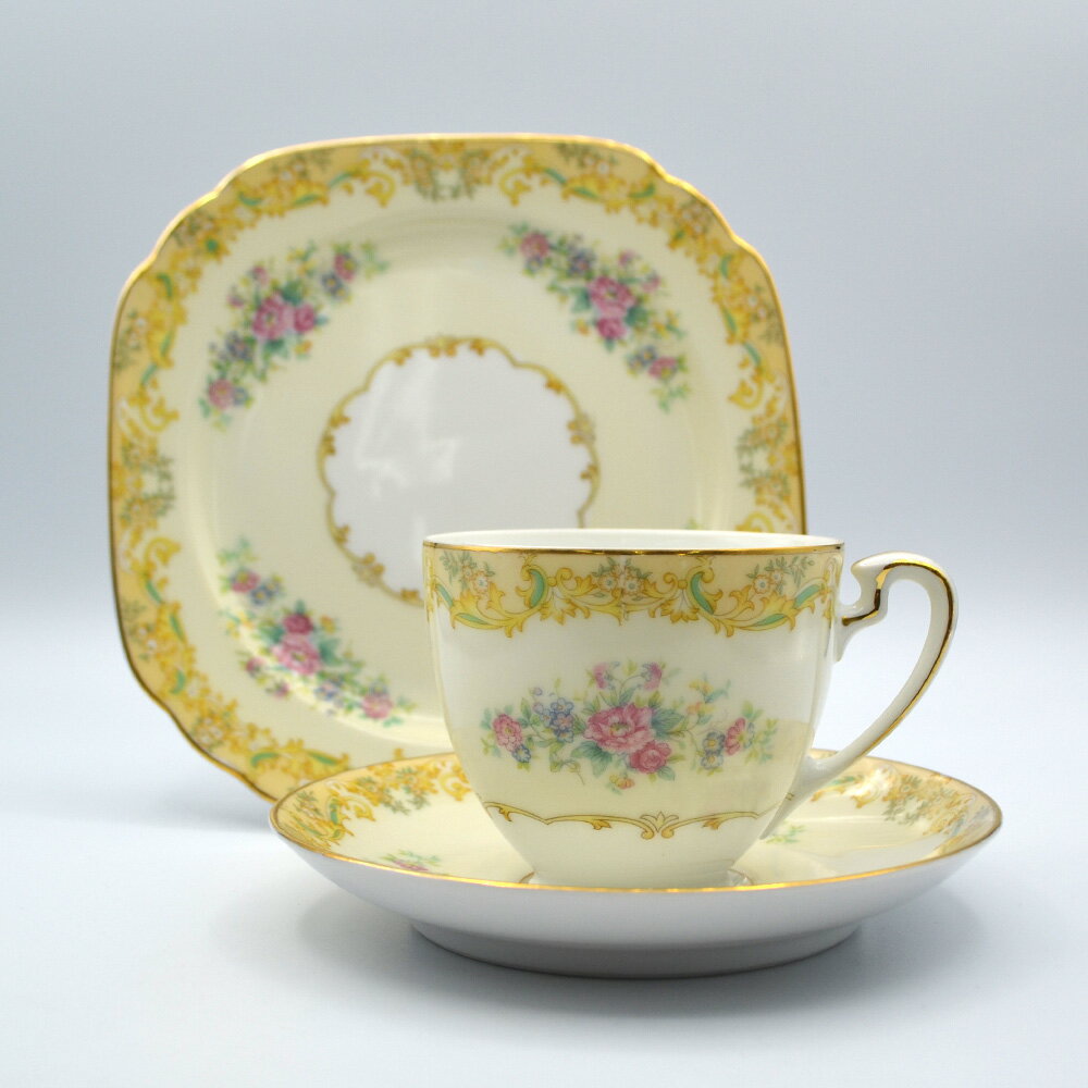 アンティーク トリオ カップ&ソーサー Noritake オールドノリタケ マルキ印 英国輸出用 1911-1941年 ヴィンテージ 食器 陶磁器 キッチン雑貨 テーブルウェア ティ—セット 茶器