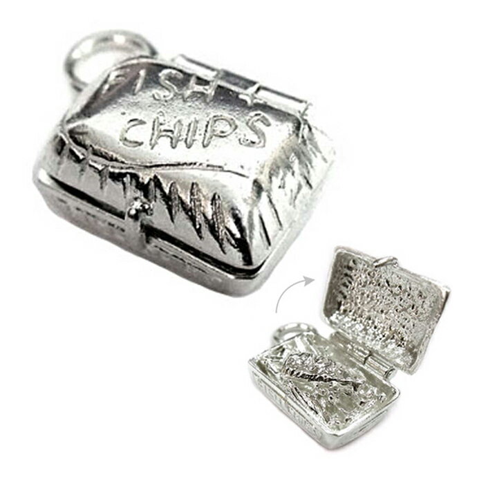 シルバー チャーム フィッシュアンドチップス イギリス製 アクセサリー パーツ ネックレス ブレスレット ピアス スターリングシルバー 925 銀 かわいい ギ...