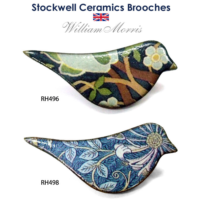 英国製 陶器ブローチ バード ウィリアムモリス ストックウェルセラミックス 手作り ハンドメイド かわいい 女性 ギフト プレゼント 贈り物 William M...