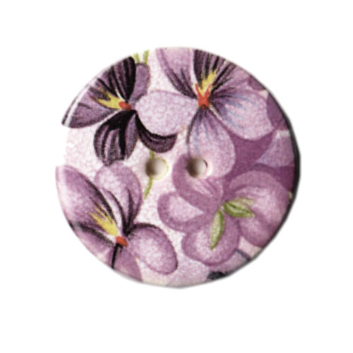 英国製 陶器ボタン スミレ 花柄 円形 29mm 二つ穴 ストックウェルセラミックス BF664 手作り ハンドメ..