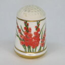 ヴィンテージ ボーンチャイナ製 シンブル 花柄 グラジオラス The Franklin Mint フランクリンミント アメリカ 1982年頃 アンティーク インテリア 欧州雑貨 裁縫 手芸 ソーイング 指貫 コレクション レトロ
