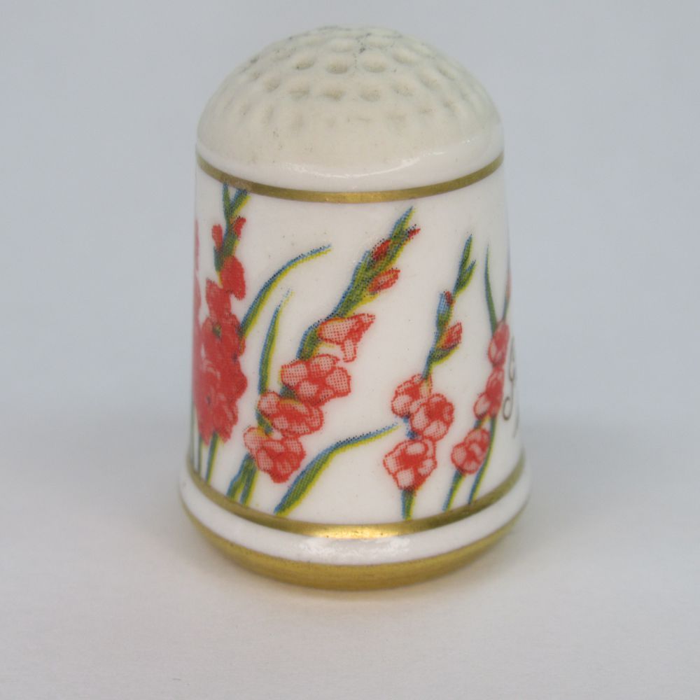 ヴィンテージ ボーンチャイナ製 シンブル 花柄 グラジオラス The Franklin Mint フ...