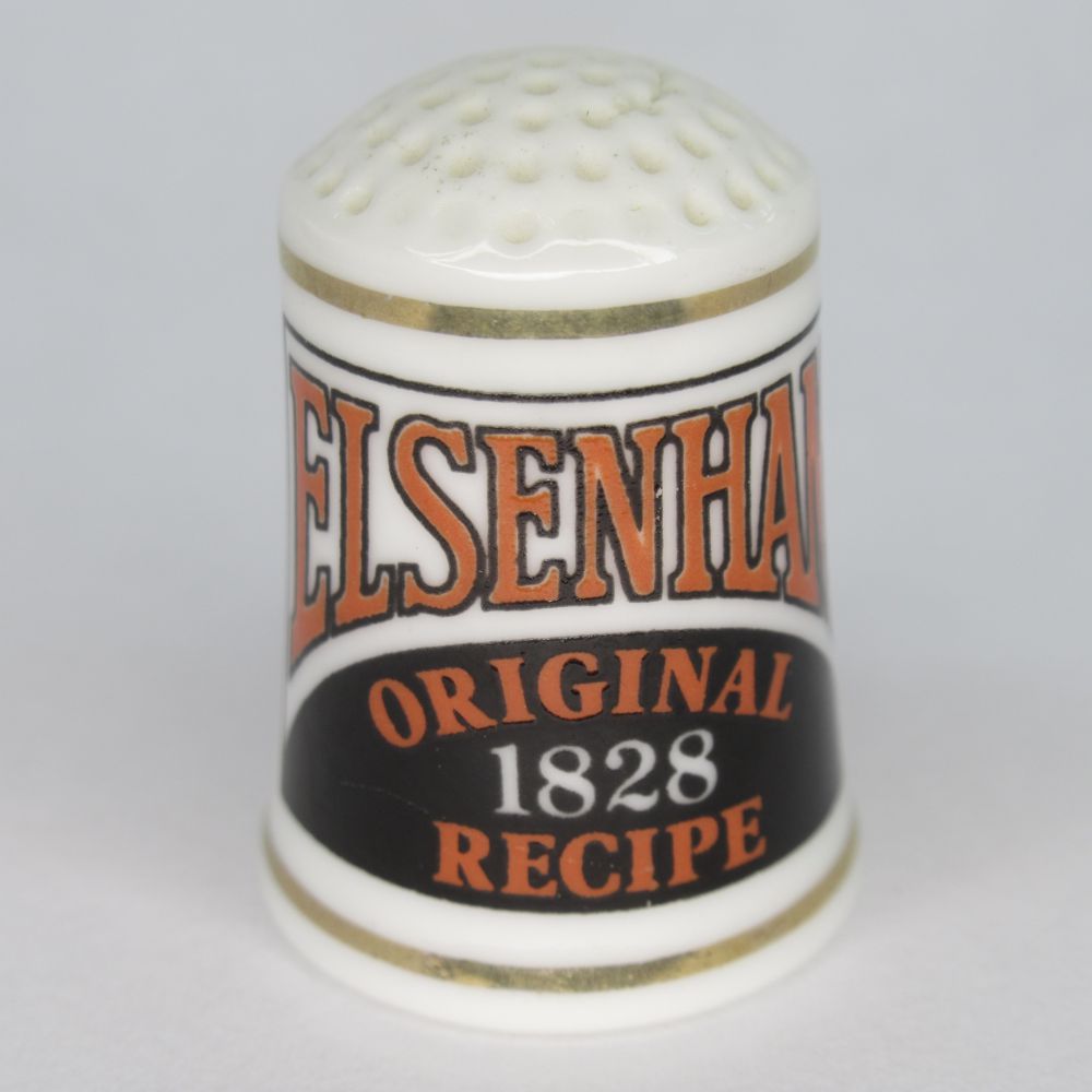 ヴィンテージ ボーンチャイナ製 シンブル Gentleman's Relish ジェントルマンズ レリッシュ The Franklin Mint フランクリンミント アメリカ 1982年頃 アンティーク インテリア 欧州雑貨 裁縫 手芸 ソーイング 指貫 コレクション レトロ 企業広告