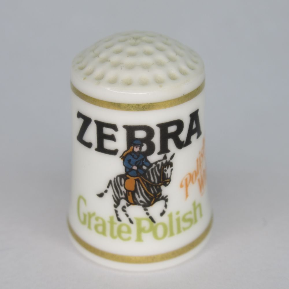 ヴィンテージ 陶磁器製 企業広告 シンブル ZEBRA ポリッシュ The Franklin Mint フランクリンミント アメリカ 1982年頃 アンティーク ソーイング 裁縫 アイテム インテリア 雑貨 かわいい 指貫 指ぬき レトロ