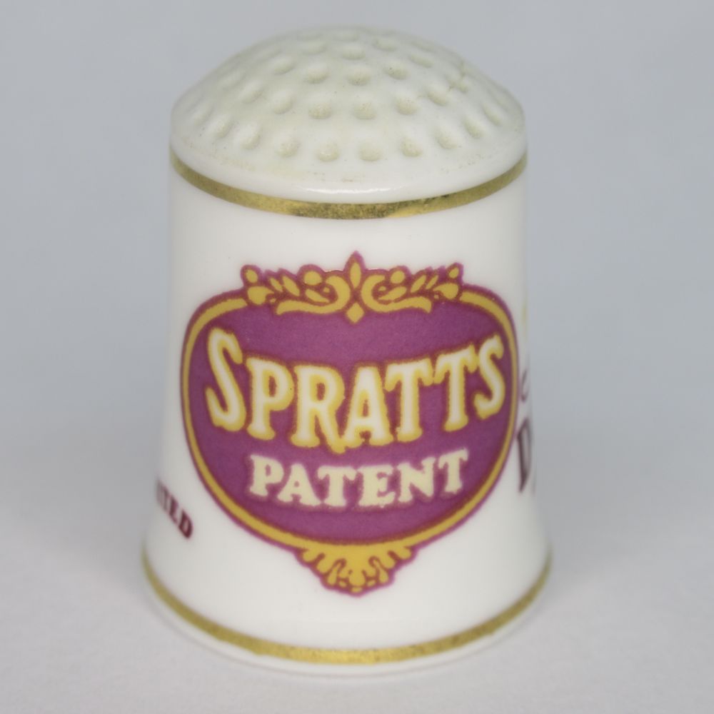 ヴィンテージ 陶磁器製 企業広告 シンブル Spratt's スプラット The Franklin Mint フランクリンミント アメリカ 1982年頃 アンティーク ソーイング 裁縫 アイテム インテリア 雑貨 かわいい 指貫 指ぬき レトロ