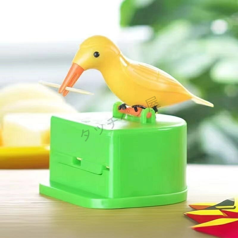 タッチペン屋さんの小鳥型 つまようじケース プッシュ式 自動つまようじ入れ キッチン リビング 可愛い｜アングル2