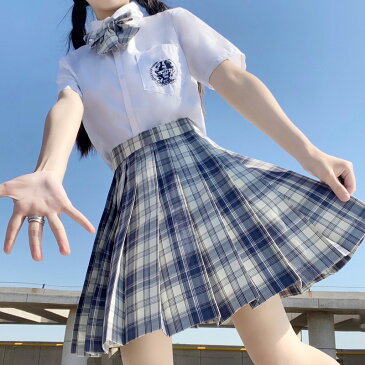 3点セット 学生服 女子高生 女子制服 スクールシャツ 女子 半袖 ブラウス 白 スクール スカート チェック プリーツ スカート りぼん 制服リボン ネクタイ 高校生 中学生 学生 学校 通学 女子 入学 スクール 制服セット