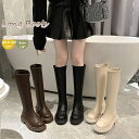厚底ブーツ ロングブーツ レディース ジョッキーブーツ 乗馬ブーツ ロング丈 後ろジップ ローヒール 4cmヒール 22.5cm-25cm ジッパー ダンスシュ...