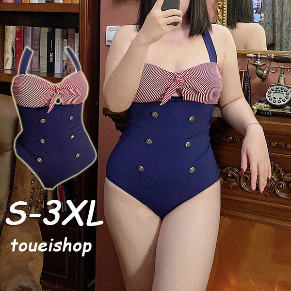水着 レディース ワンピース セクシー 海軍風 一体型水着 美しいボディーライン Vネックワンピース水着 オールインワン 水着 練習水着 ママ水着 体型カバー リボン 大きいサイズ 小さいサイズ シンプル 可愛い 新作