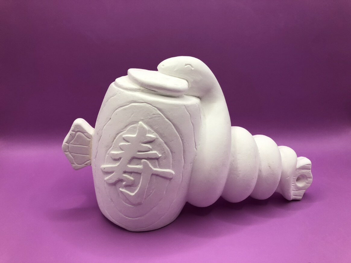 石膏型 干支 巳 ヘビ K-13 寿と小判 W188×H114mm 4つ割り 陶芸用 型 陶芸 陶芸教室 干支 型 鋳込み