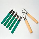 成形用 カンナ かきべら セット 7点組 陶芸用 成形用カンナ 三角ナイフ・三角・四角・半小丸・正角三面刃 平線かきべら 角・丸