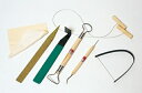 陶芸 初級者一人セット 7点セット 平鋼カンナ No.13 成形用カンナ 四角 細工カンナ No.3 切り弓 仕上げ用皮 なめし皮 クレイカッター 切り針金 竹...