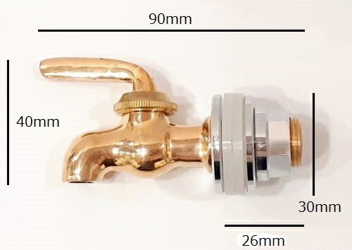 焼酎サーバーコック　B（焼酎カラン）メッキなし160-210-80　呼径：3/8PF ネジ部長さ：26mm　重量：142g　陶芸用【メール便で発送の為、日時指定が出来ません】