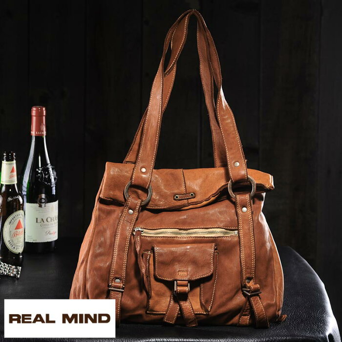 REAL MIND 馬革口折れトートバッグ フォロ 製品染めタイプ キャメル AF0019-53 店長オススメ /男性用/メンズ/レザートートバッグ/ヌメ革/本革/レザー/日本製/B5/小さめ/コンパクト/ヴィンテージ/鞄/かばん/バッグ/ 【楽ギフ_包装】