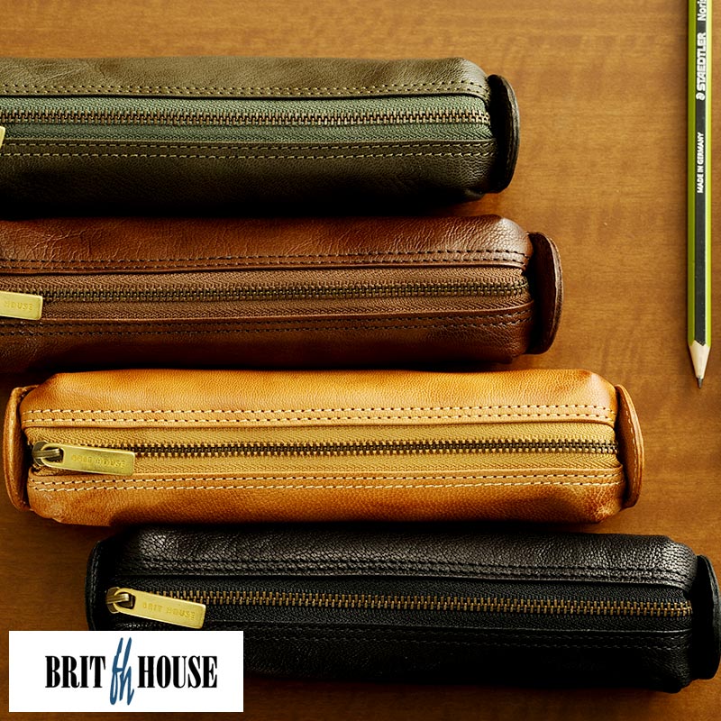 BRIT HOUSE ヤギ革ペンケース Goat Leather 男性用 メンズ ペンケース 革 本革 レザー 筆箱 筆入れ ビジネス シンプル プレゼント 【...