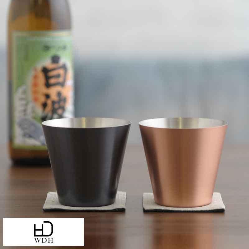 父の日 銅製 カップ 日本製 冷酒器 WDH 純銅製 カップ 2個セット マット＆ブラウン 保冷 日本酒 ウイスキー おしゃれ 冷たい グラス コップ 酒器 プレゼント おすすめ 【送料無料】