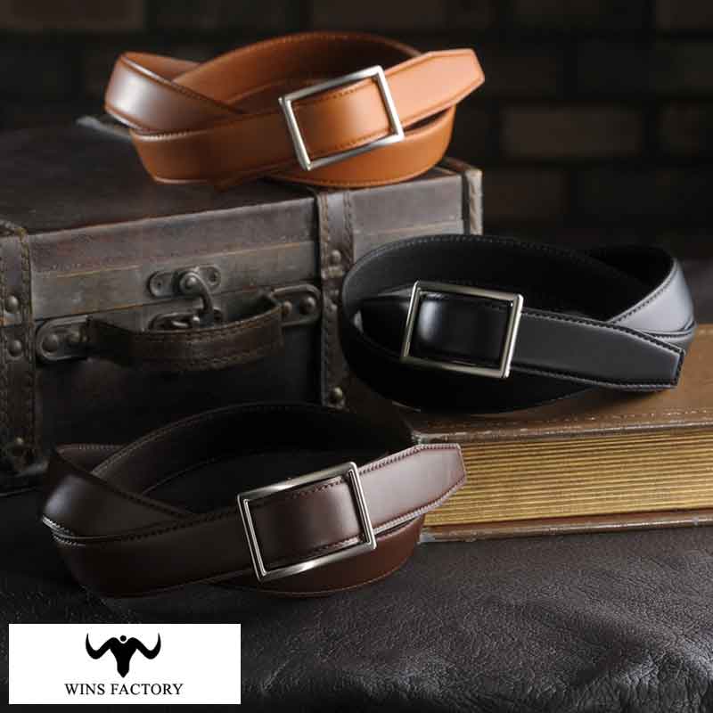 ベルト メンズ 本革 穴なし WINS FACTORY 無段階 調整 フリコ ビジネスベルト 3cm幅 ベジタブルタンニ..