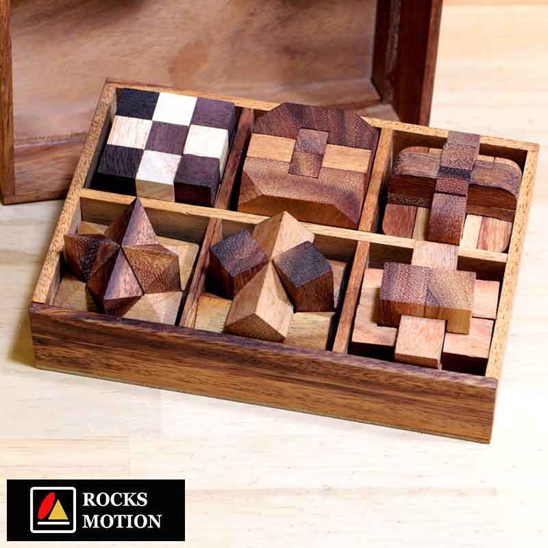 父の日 パズル 木製 大人 Rocks Motion 木製立体パズル 6個セット ケース入り Wood Puzzle おしゃれ 脳トレ 知的 ボケ防止 グッズ ゲーム おじいちゃん 両親 プレゼント ギフト 【送料無料】