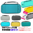 Nintendo Switch Lite ケース3点セット キャリーケース 本体カバー 画面保護フィルム 任天堂スイッチライト 持ち運びカバー ゲームカード収納 グレー イエロー グリーン 【送料無料】