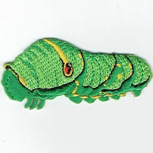 ワッペン「 アオムシ 」可愛いイラストの刺繍ワッペン