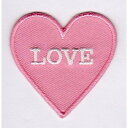 ワッペン「 ハート LOVE ラブ 」可愛いイラストの刺繍ワッペン