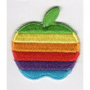 ワッペン「 アップル・レインボー 」可愛いイラストの刺繍ワッペン