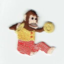 ワッペン 「 猿のおもちゃシンバル 」 可愛いイラストの刺繍ワッペン
