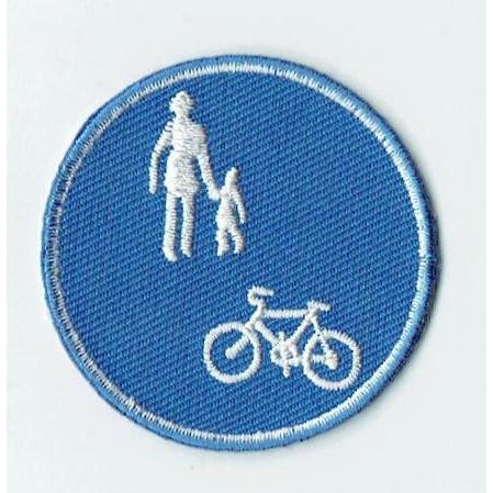 ワッペン 「 歩行者＆自転車専用道路 」可愛いイラストの刺繍ワッペン