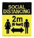 ワッペン「 SOCIAL DISTANCING 2m」可愛いイラストの刺繍ワッペン