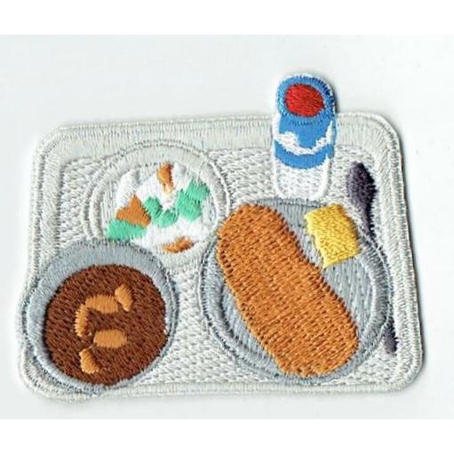 ワッペン 「 学校給食 」可愛いイラストの刺繍ワッペン