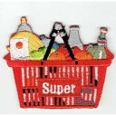 ワッペン「 レジかご 」可愛いイラストの刺繍ワッペン