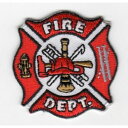ワッペン 「 FIRE DEPT. 消防 」可愛いイラストの刺繍ワッペン