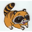 ワッペン「 アライグマ 」可愛いイラストの刺繍ワッペン