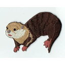 ワッペン「 カワウソ 」可愛いイラストの刺繍ワッペン
