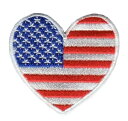 ワッペン 「 ハート・USA 」可愛いイラストの刺繍ワッペン