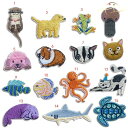 CLアイロンワッペン たこ 蛙 犬 アップリケ アイロン接着 刺繍ワッペン