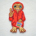 Lcワッペン「 E.T.(フード)ET 」可愛いイラストの刺繍ワッペン
