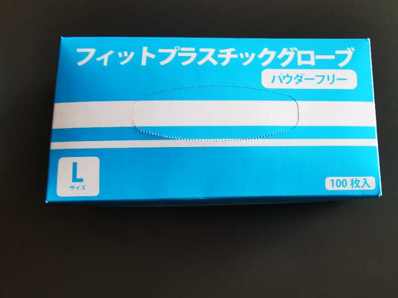 フィットプラスチックグローブ Lサイズ 100枚入りx10点　パウダーフリー　PVCグローブ　PVC手袋　プラスチック手袋　粉なし