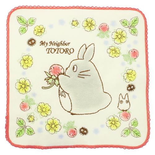 となりのトトロ 全面刺繍ハンカチタオル/赤い野いちご