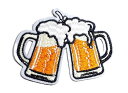 WMワッペン「 生ビール ジョッキx2 」可愛いイラストの刺繍ワッペン