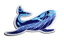 WMワッペン「 クジラ・ブルー 」#13 可愛いイラストの刺繍ワッペン