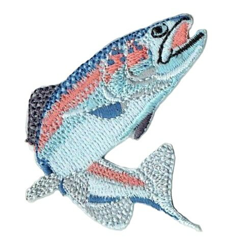 Rakuten - ワッペン「 ニジマス 」可愛いイラストの刺繍ワッペン　