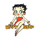 Lcワッペン「 BETTY BOOP ベティ・赤ドレス+ロゴ 」レーシングの刺繍ワッペン アメリカン アドバダイジング