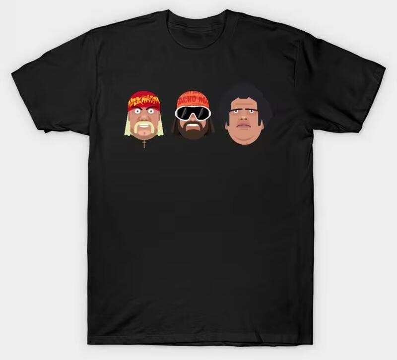 BK-T 「ホーガン・サベージ・アンドレ 」プロ レスリング グラフィックTシャツ レスリングFrontプリン..