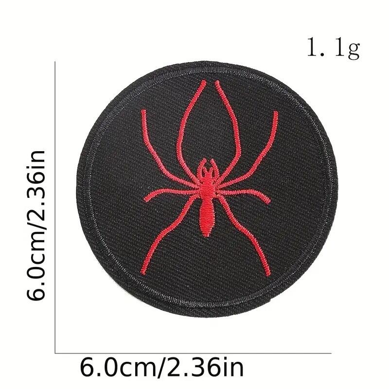 ワッペンtm「 ラウンドスパイダー・赤 」可愛いイラストの刺繍ワッペン