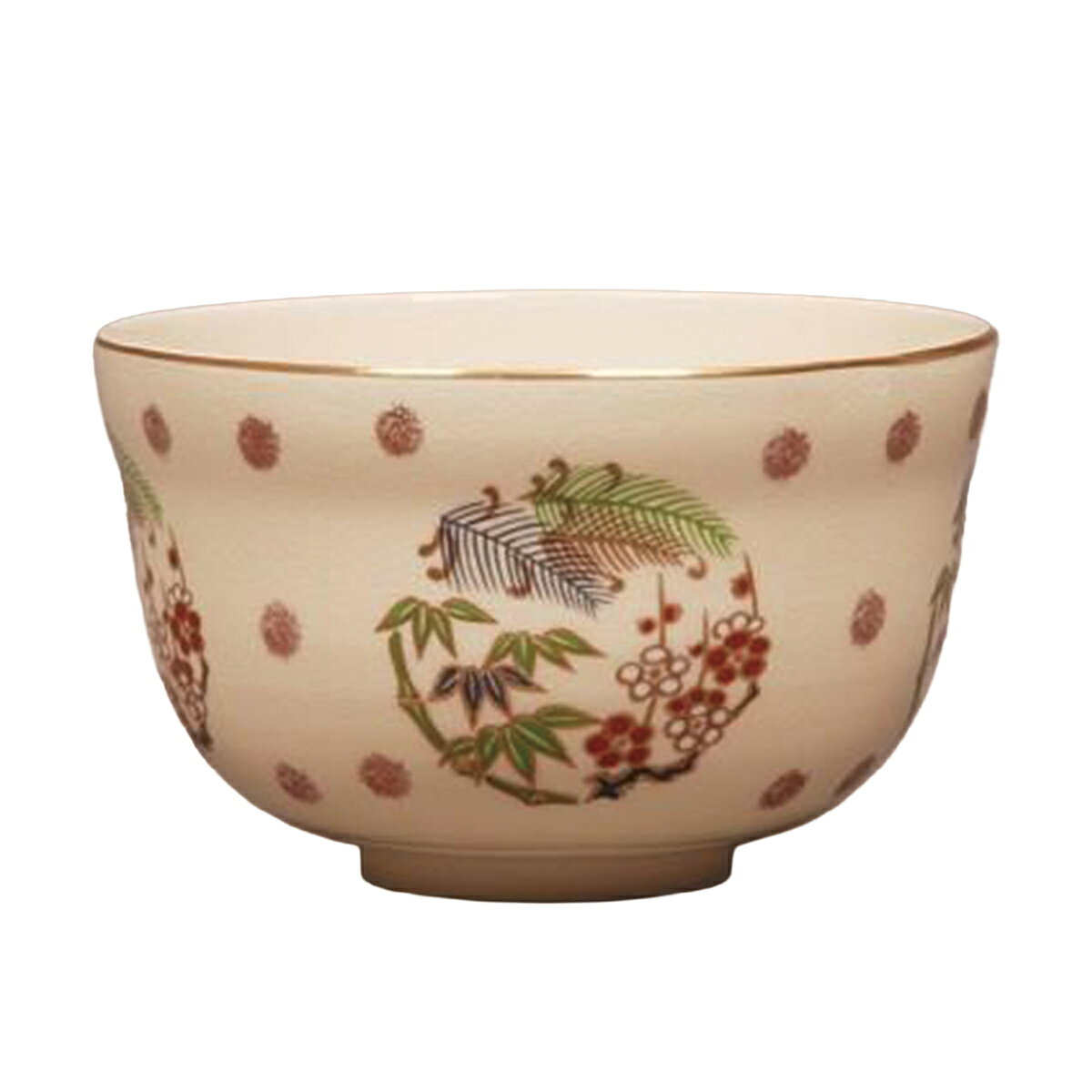 【茶道具】茶碗　仁清　松竹梅　宮地英香作 (紙箱）