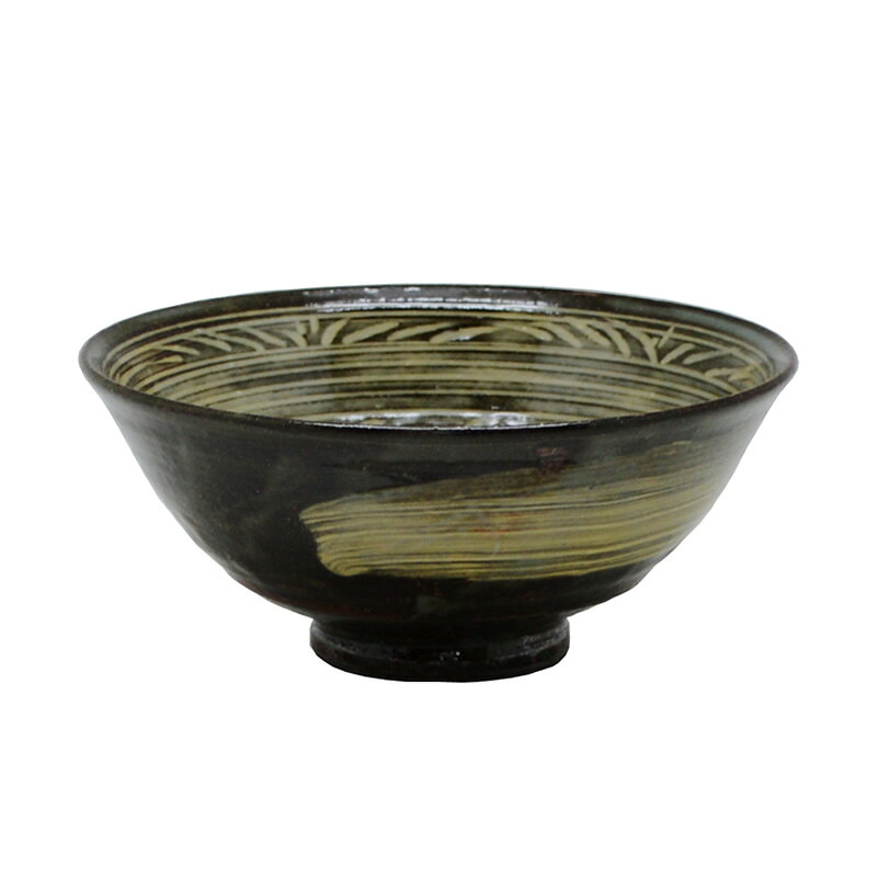 抹茶茶碗　平茶碗　古三島　中村与平作　直径14cmx高さ6cm（紙箱）