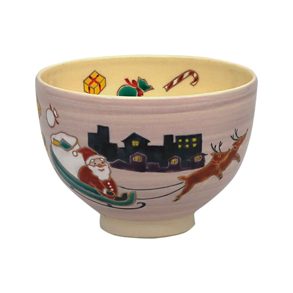 【茶道具】茶碗　サンタクロース　見谷福峰作 (化粧箱)　冬　クリスマス