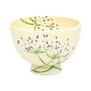 【茶道具】茶碗 仁清 紫君子蘭(アガパンサス) 水出宋絢作 (化粧箱)